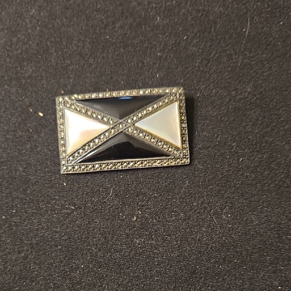 Geometric Black and White Brooch